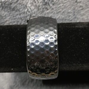 Gunmetal Hammered Honeycomb Hinge Cuff Bracelet Wide Metallic Band 7.5 Inch